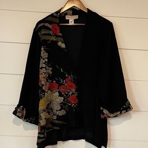 Norm Thompson Black Floral Cardigan